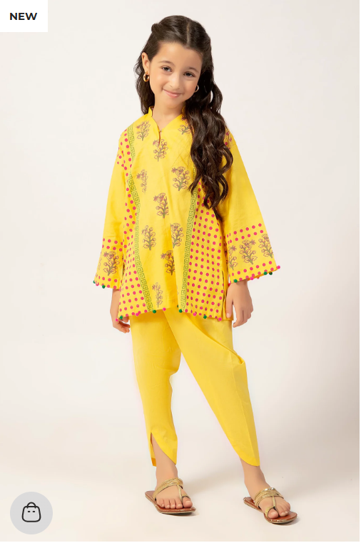 Yellow Printed Girls 2PC
