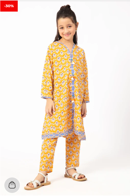 Mustard Printed Girls 2PC