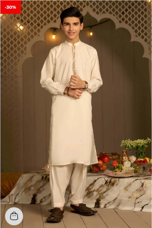 Off White Boys Kameez Shalwar 