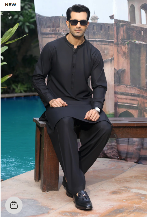 Black Wash & Wear Shalwar Kameez