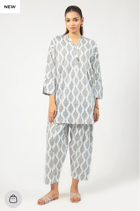 White Printed 2PC